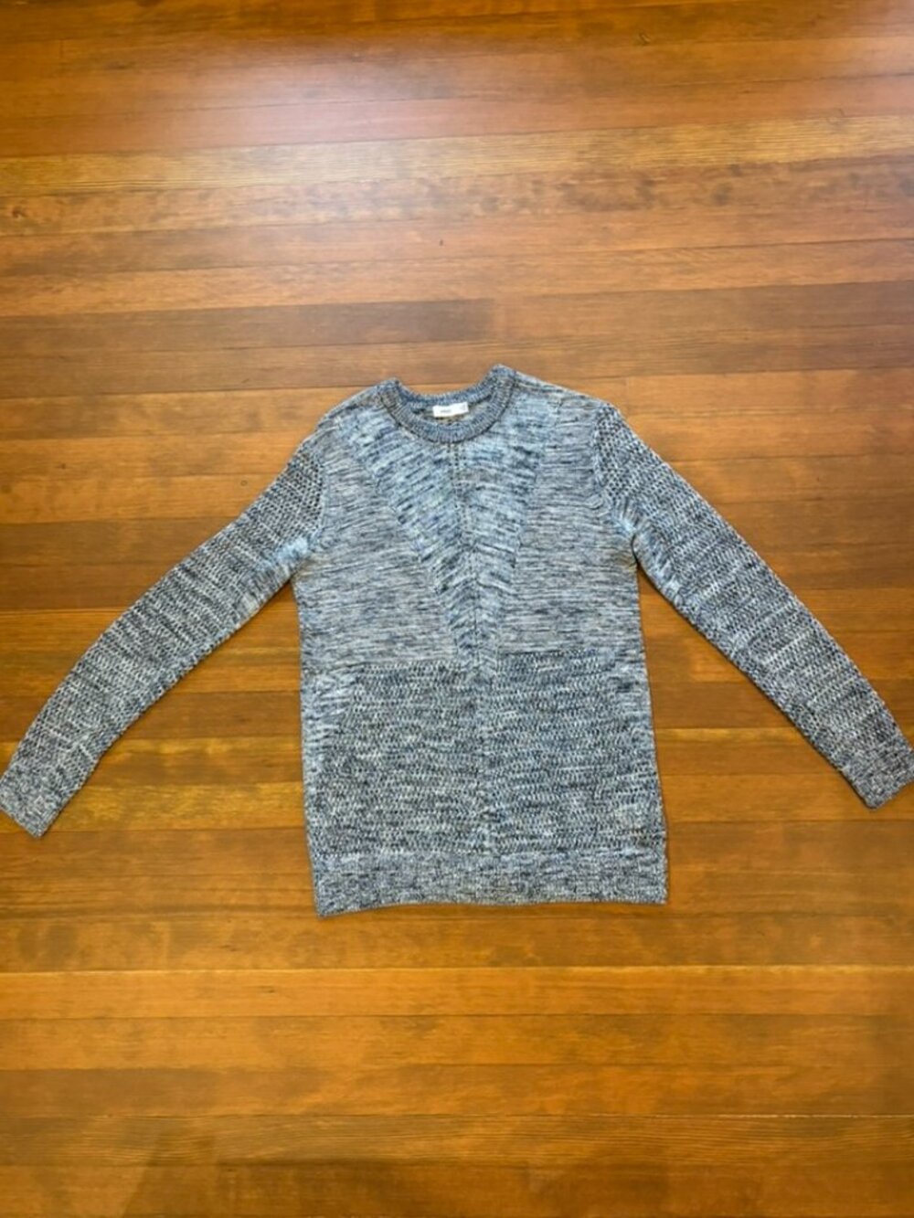 Vince Women's Marled Knit Crewneck Pullover Sweater Navy Blue White Size XS
